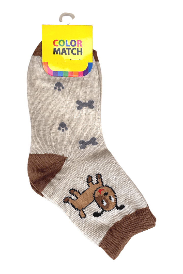 Kids Crew Socks - Brown Dog 150mm(5~6) - Mu Shop