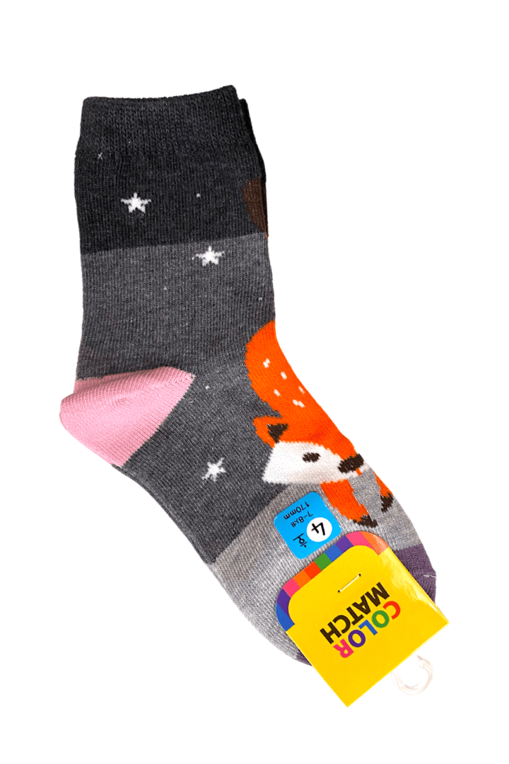 Kids Crew Socks - Gray Fox 170mm(7~8) - Mu Shop