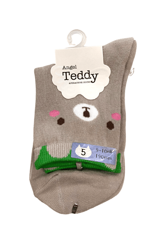 Kids Crew Socks - Gray Rabbit 190mm(9~10) - Mu Shop