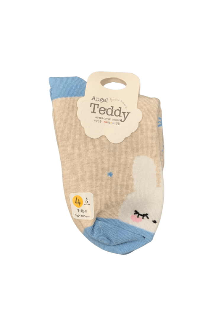 Kids Crew Socks - White Rabbit 160-180mm (7~8) - Mu Shop