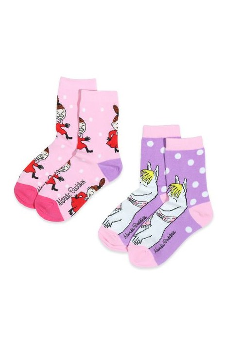 Kids Double Pack Snorkmaiden and Little My Socks - Pink and Lilac - Mu Shop