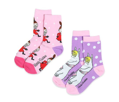 Kids Double Pack Snorkmaiden and Little My Socks - Pink and Lilac - Mu Shop