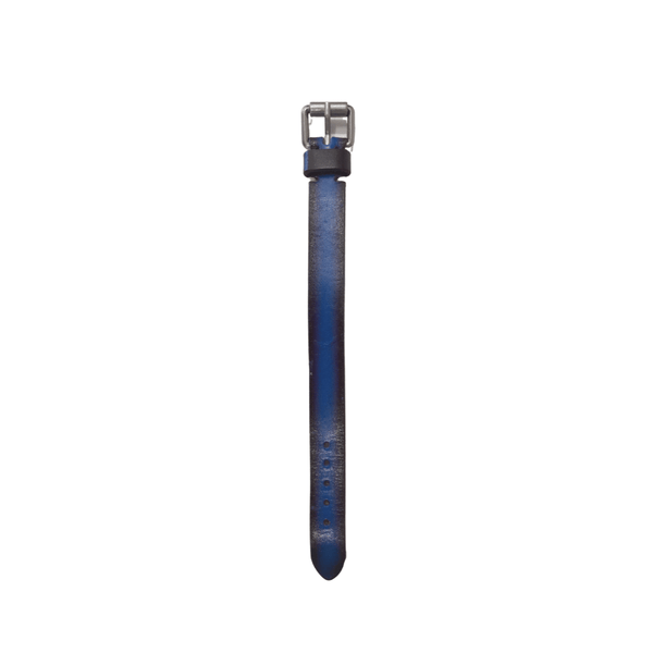 Leather Bracelet Blue - Square Metal - Mu Shop