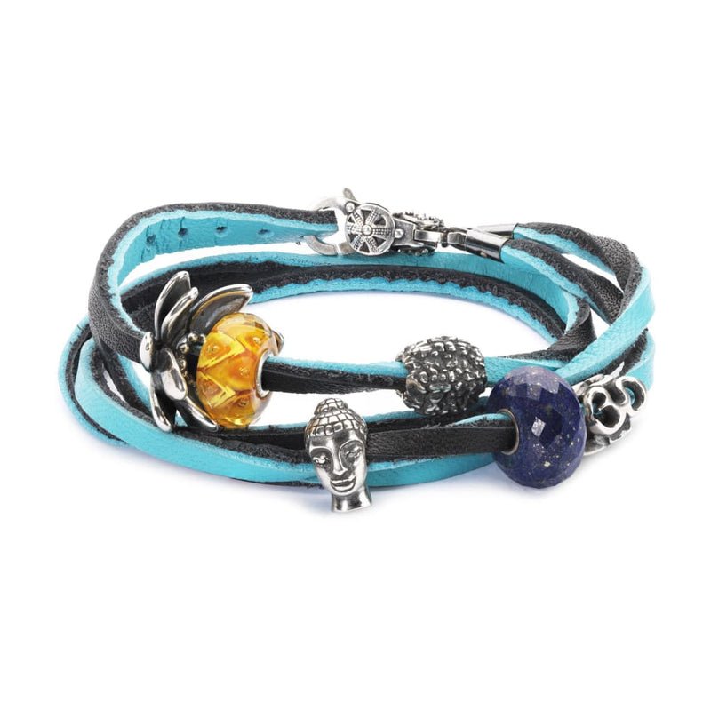 Leather Bracelet - Cyan/Key 36cm - Mu Shop