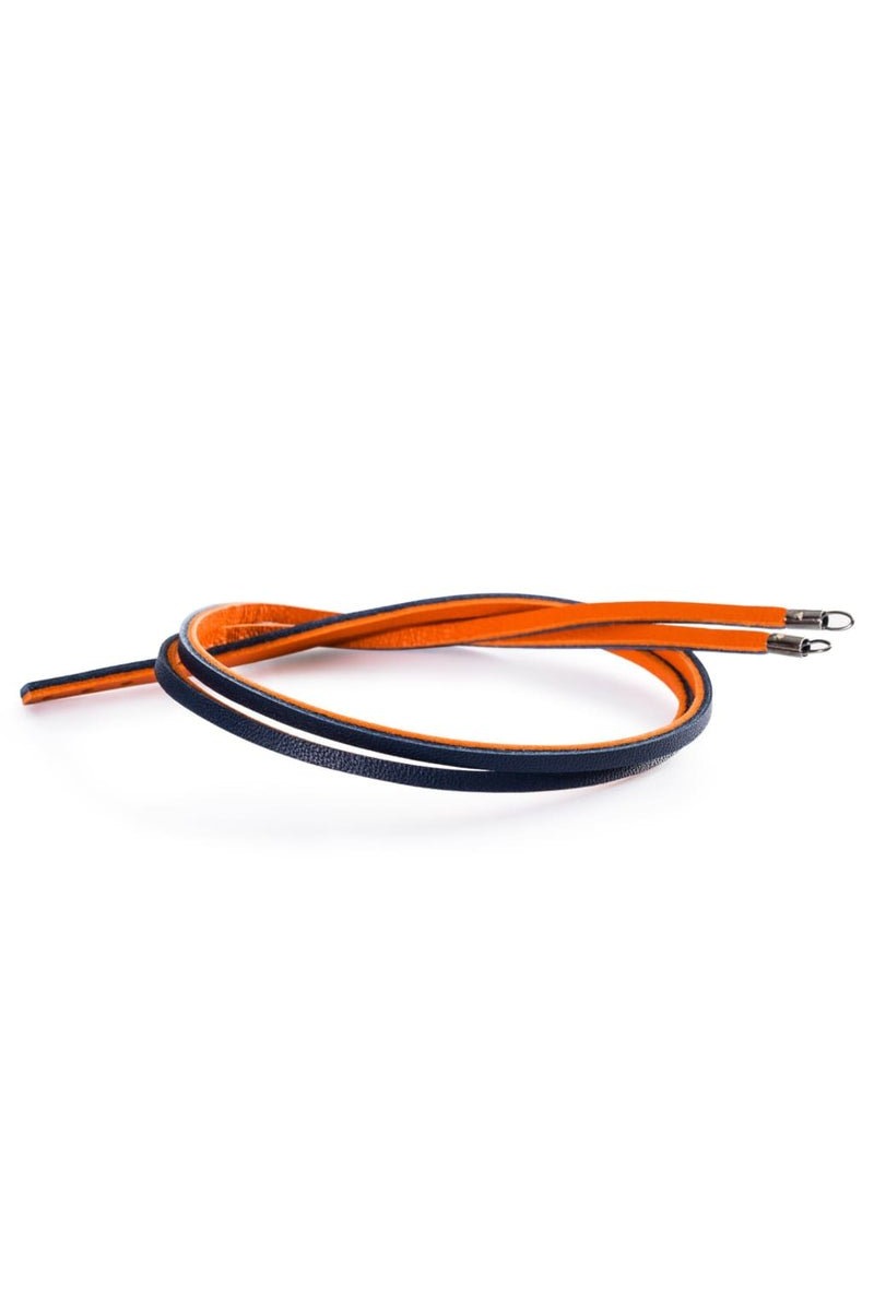 Leather Bracelet - Orange/Navy 36cm - Mu Shop