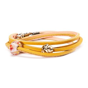 Leather Bracelet - Yellow/Light Pink 45cm - Mu Shop