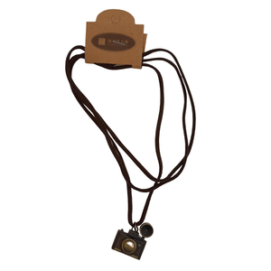 Leather Necklace Brown - Camera - Mu Shop
