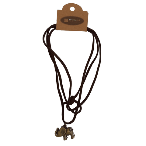 Leather Necklace Brown - Elephant - Mu Shop
