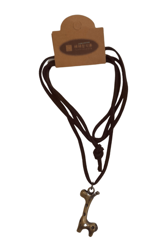 Leather Necklace Brown - Giraffe - Mu Shop