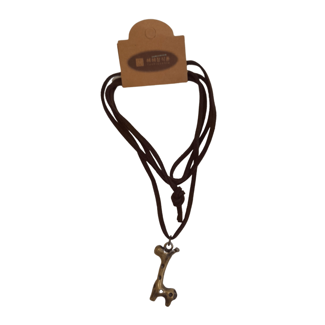 Leather Necklace Brown - Giraffe - Mu Shop