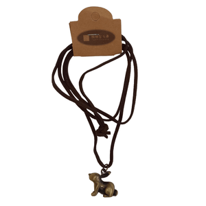Leather Necklace Brown - Rabbit - Mu Shop