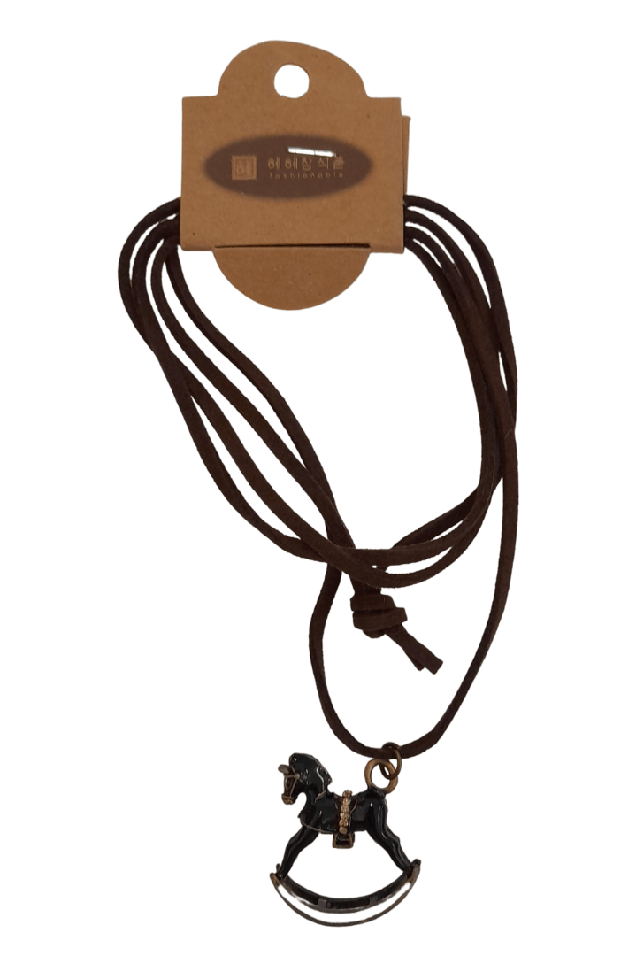 Leather Necklace Brown - Rocking Horse - Mu Shop