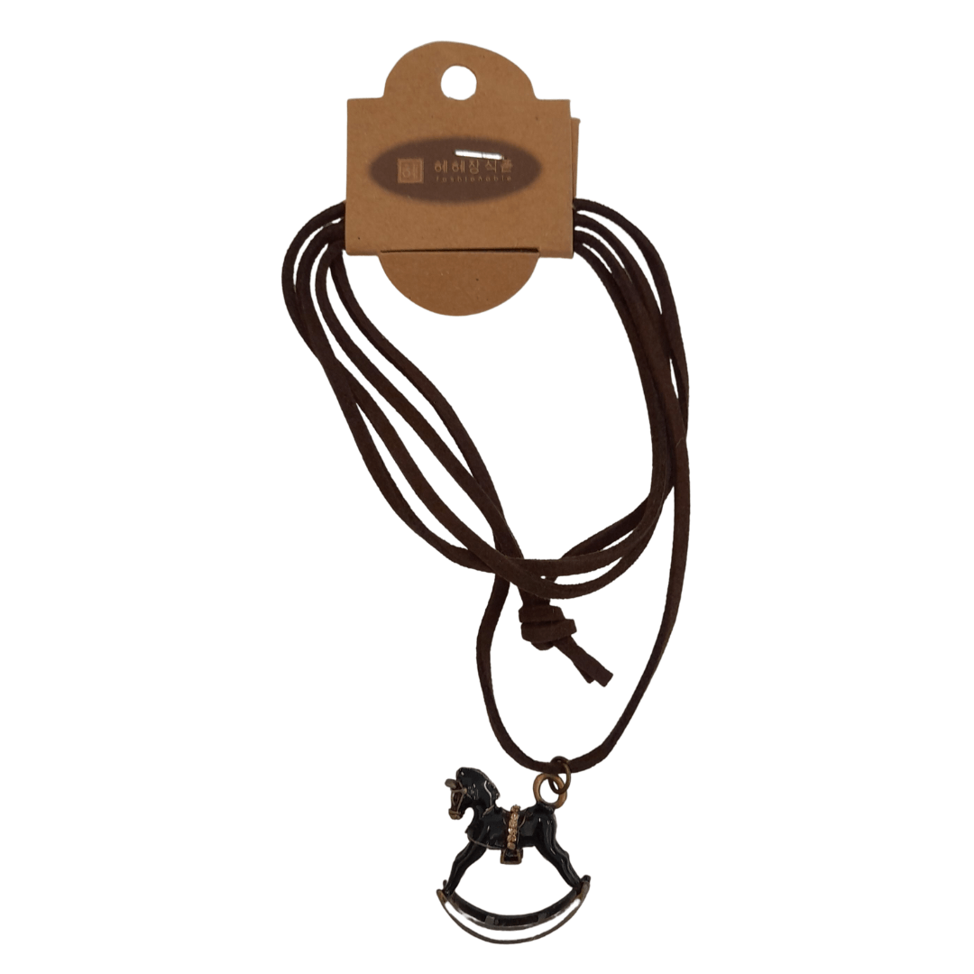 Leather Necklace Brown - Rocking Horse - Mu Shop