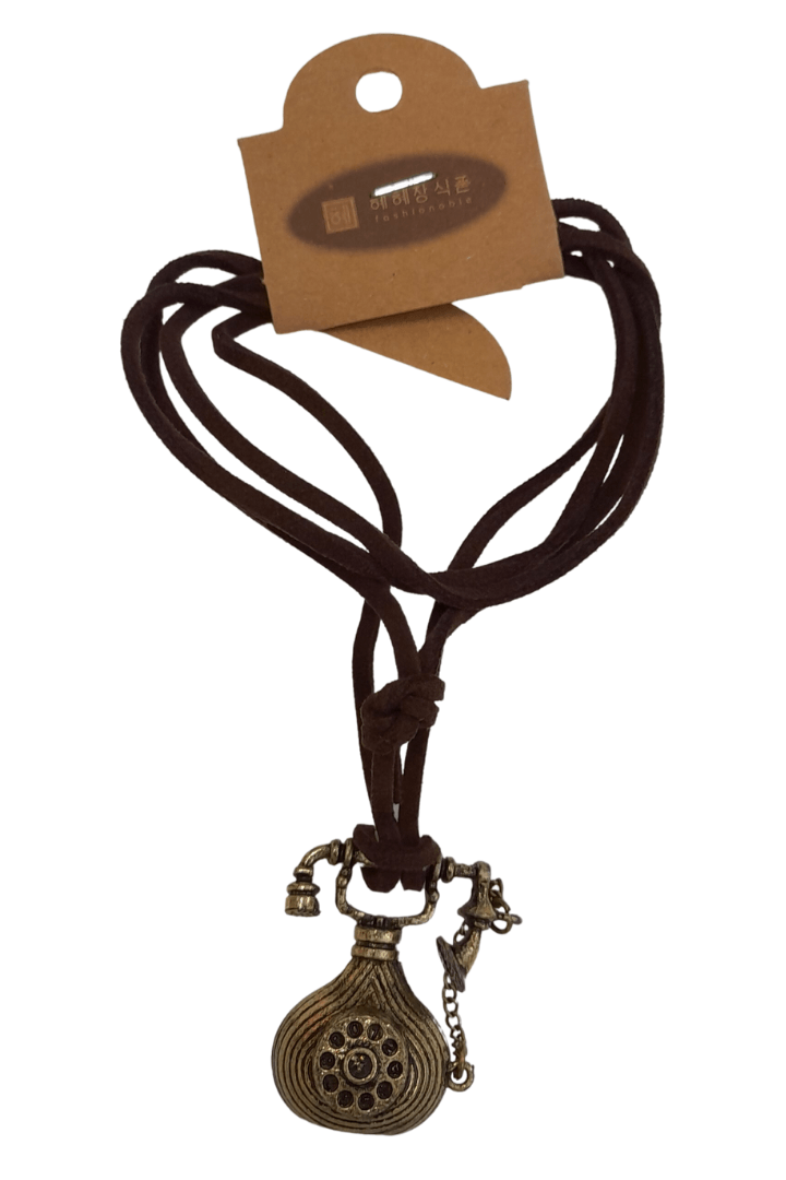 Leather Necklace Brown - Telephone - Mu Shop