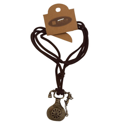 Leather Necklace Brown - Telephone - Mu Shop