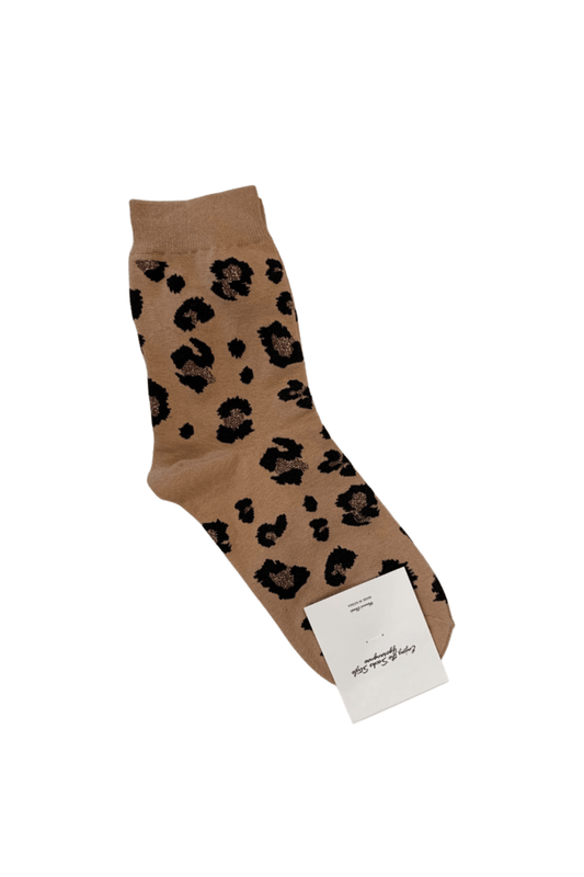 Leopard Adult Crew Socks - Brown - Mu Shop