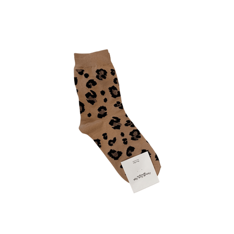 Leopard Adult Crew Socks - Brown - Mu Shop