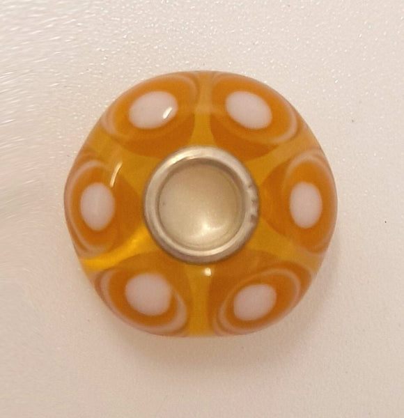 Light Orange Bead with White Dots Universal Unique Bead #1395 - Mu Shop