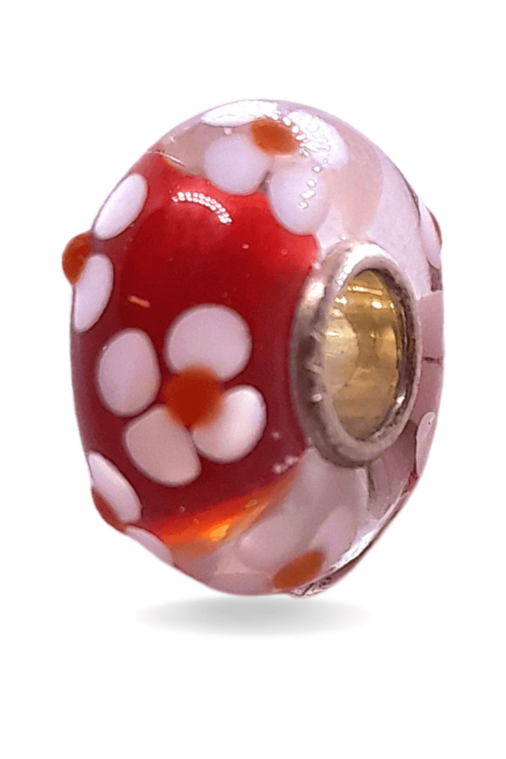 Light Red Bead with Flower Universal Unique Bead #1389 - Mu Shop