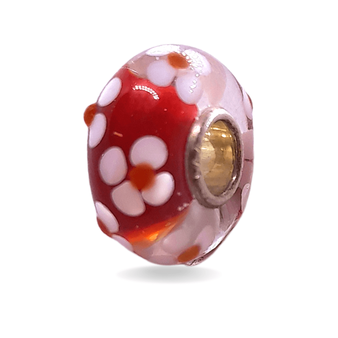 Light Red Bead with Flower Universal Unique Bead #1389 - Mu Shop