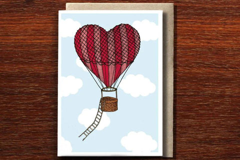 Love Heart Hot Air Balloon Greeting Card - Mu Shop