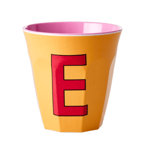 Melamine Cup with letter E Pink - Medium - Mu Shop