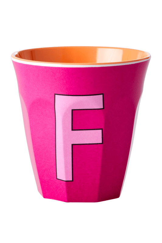 Melamine Cup with letter F Dark Pink - Medium - Mu Shop