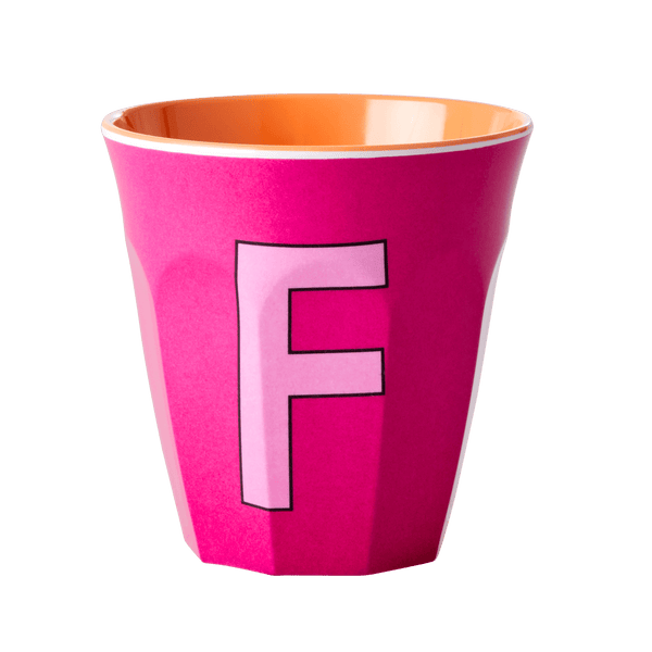 Melamine Cup with letter F Dark Pink - Medium - Mu Shop