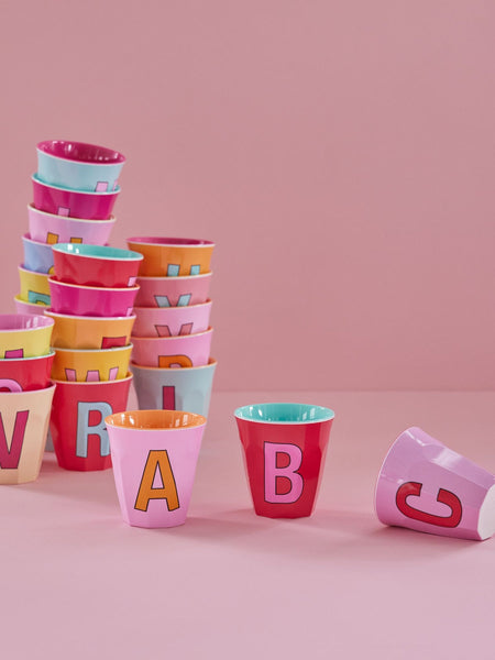 Melamine Cup with letter F Dark Pink - Medium - Mu Shop