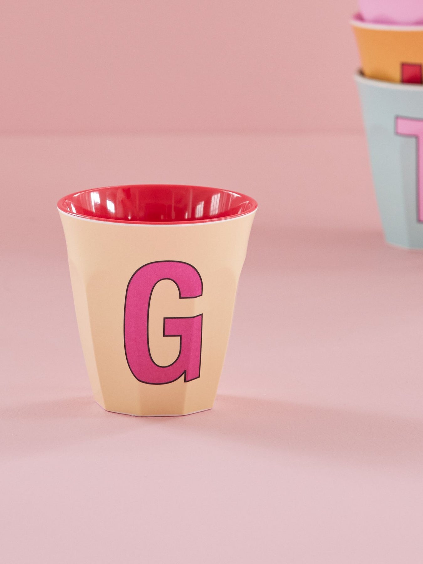 Melamine Cup with letter G Yellow - Medium - Mu Shop