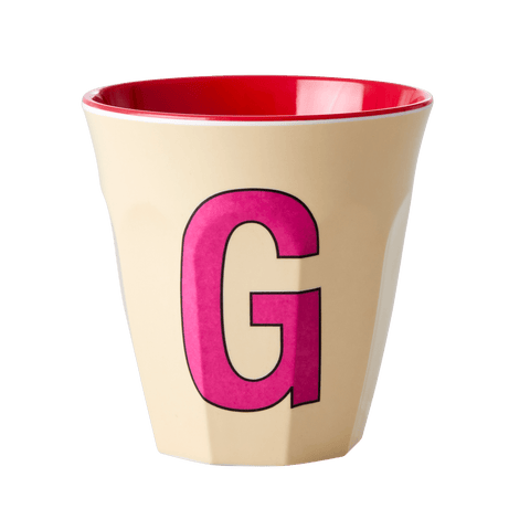 Melamine Cup with letter G Yellow - Medium - Mu Shop