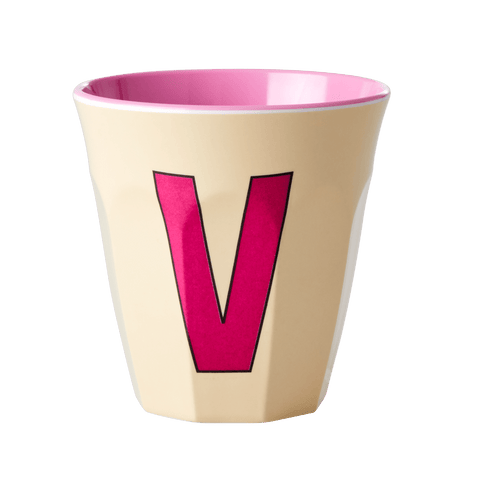 Melamine Cup with letter V Soft Yellow - Medium - Mu Shop