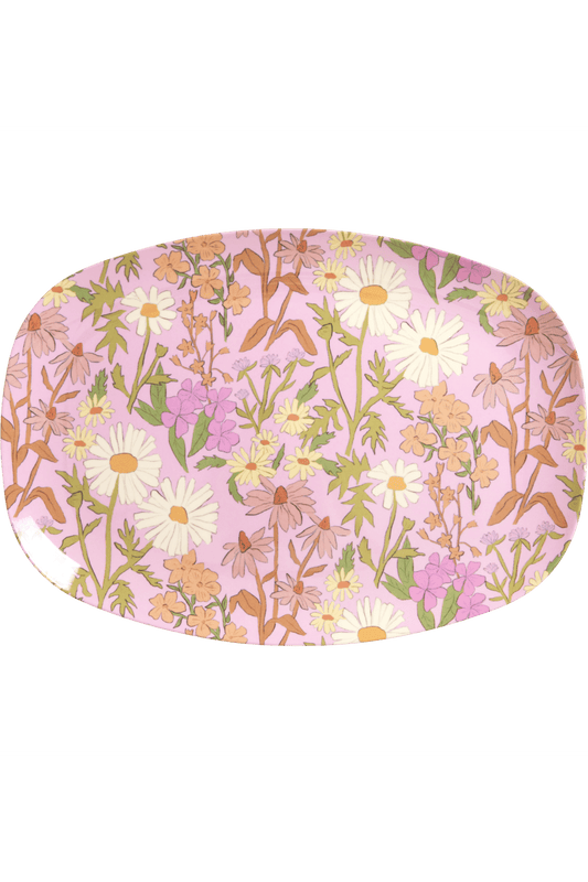 Melamine Rectangular Plate Daisy Print - Mu Shop