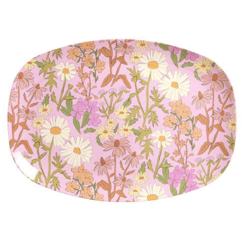 Melamine Rectangular Plate Daisy Print - Mu Shop
