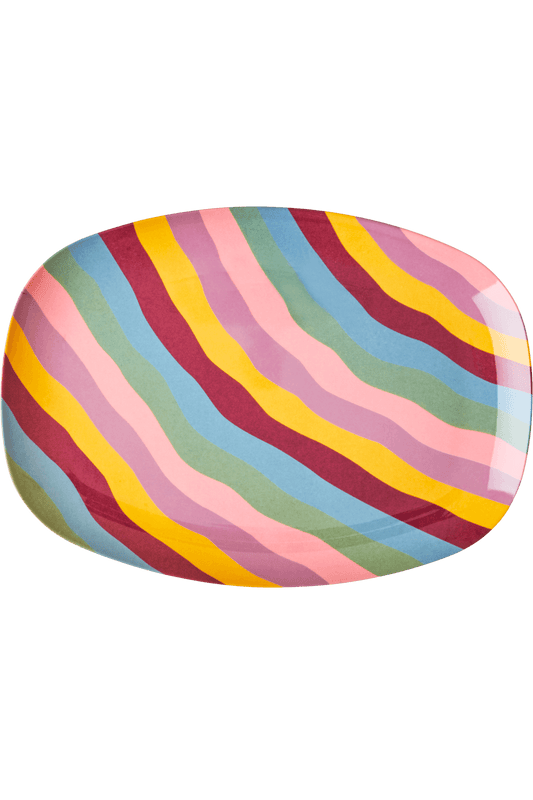 Melamine Rectangular Plate with Funky Stripes Print - Mu Shop