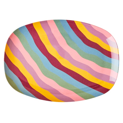 Melamine Rectangular Plate with Funky Stripes Print - Mu Shop