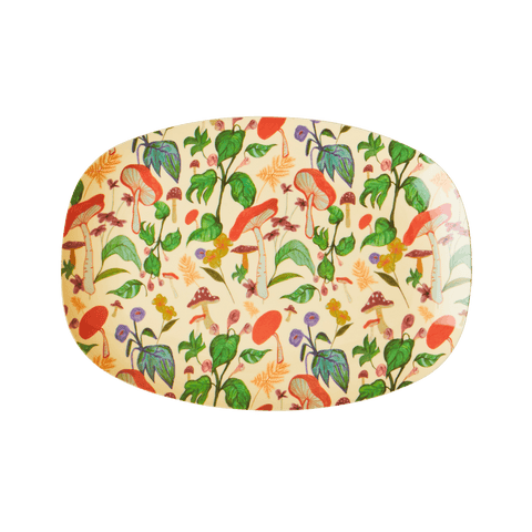 Melamine Rectangular Plate with Mushroom Print - Small - Mu Shop