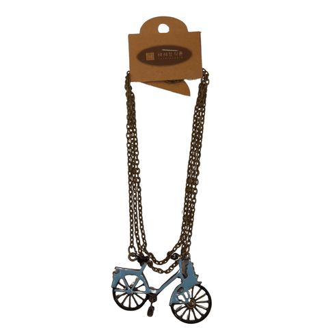 Metal Necklace - Blue bicycle - Mu Shop