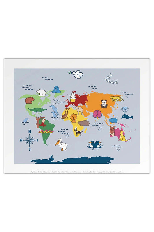 Miffy Animals Map 11x14 Print - Mu Shop