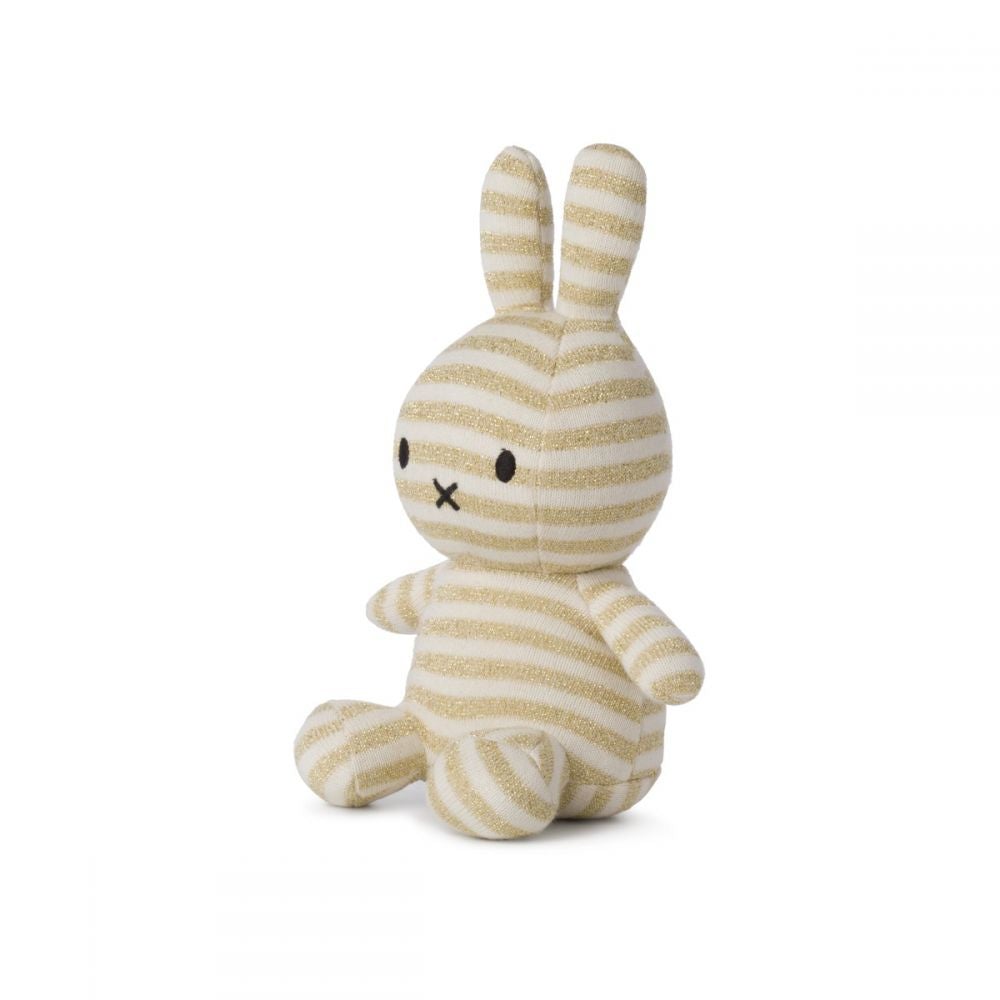 Miffy Sitting Organic Cotton Sparkle Stripe Cream (23cm) - Mu Shop