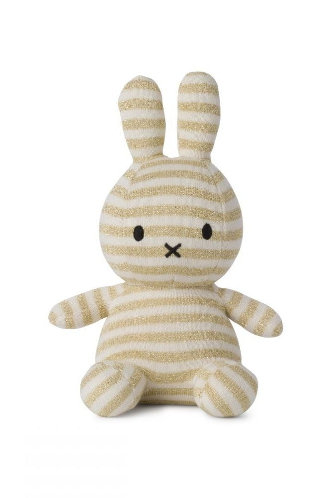 Miffy Sitting Organic Cotton Sparkle Stripe Cream (23cm) - Mu Shop