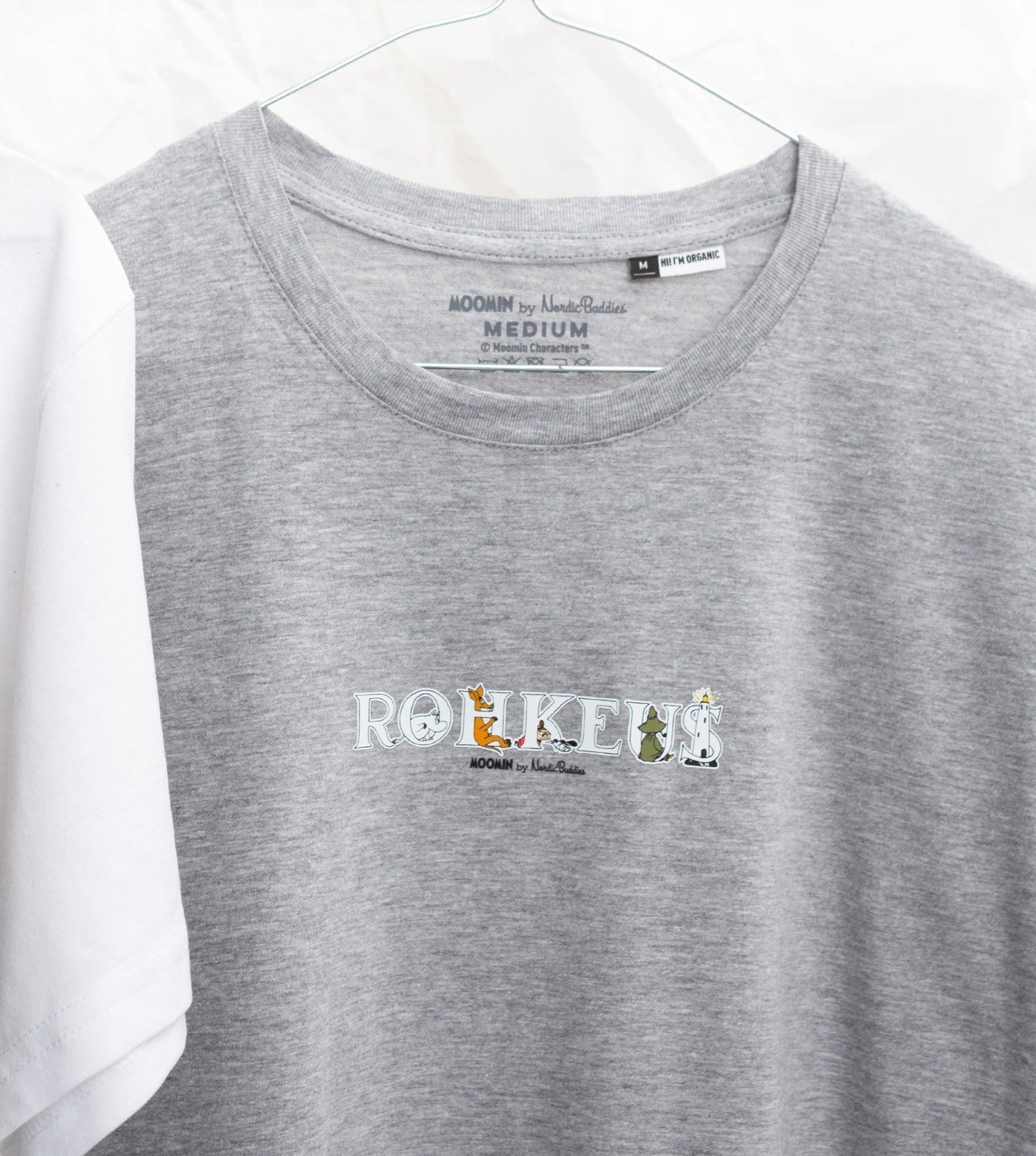 Moomin Alphabets; Rohkeus T-shirt - Grey (XS) - Mu Shop