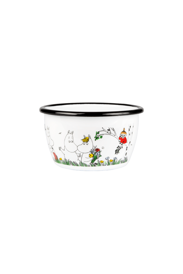 Moomin Enamel Bowl 3dl Happy Family - Mu Shop