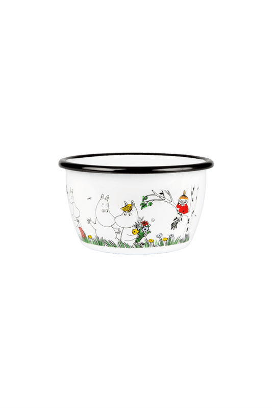 Moomin Enamel Bowl 3dl Happy Family - Mu Shop