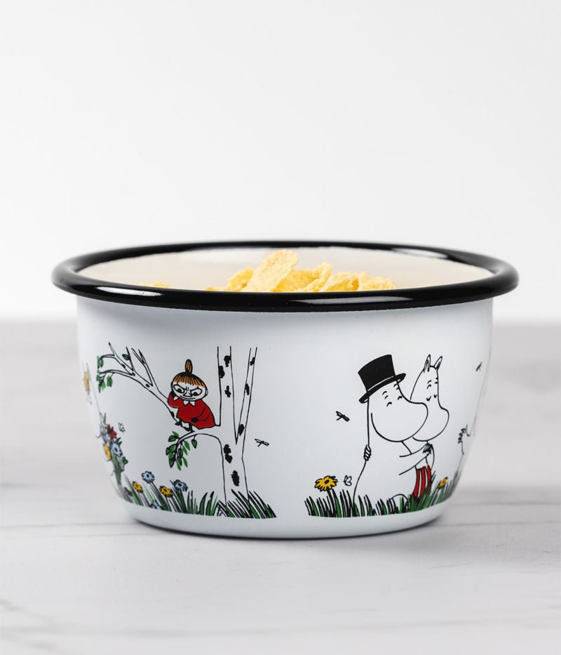 Moomin Enamel Bowl 3dl Happy Family - Mu Shop