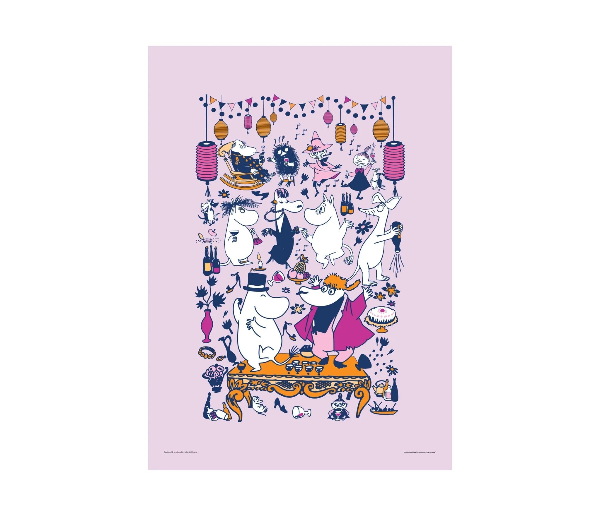 Moomin Party Poster 50x70cm - Lilac - Mu Shop