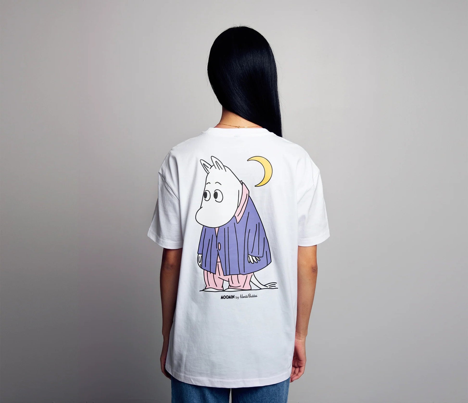 Moomin Under the Moon Adult T-Shirt - White - Mu Shop