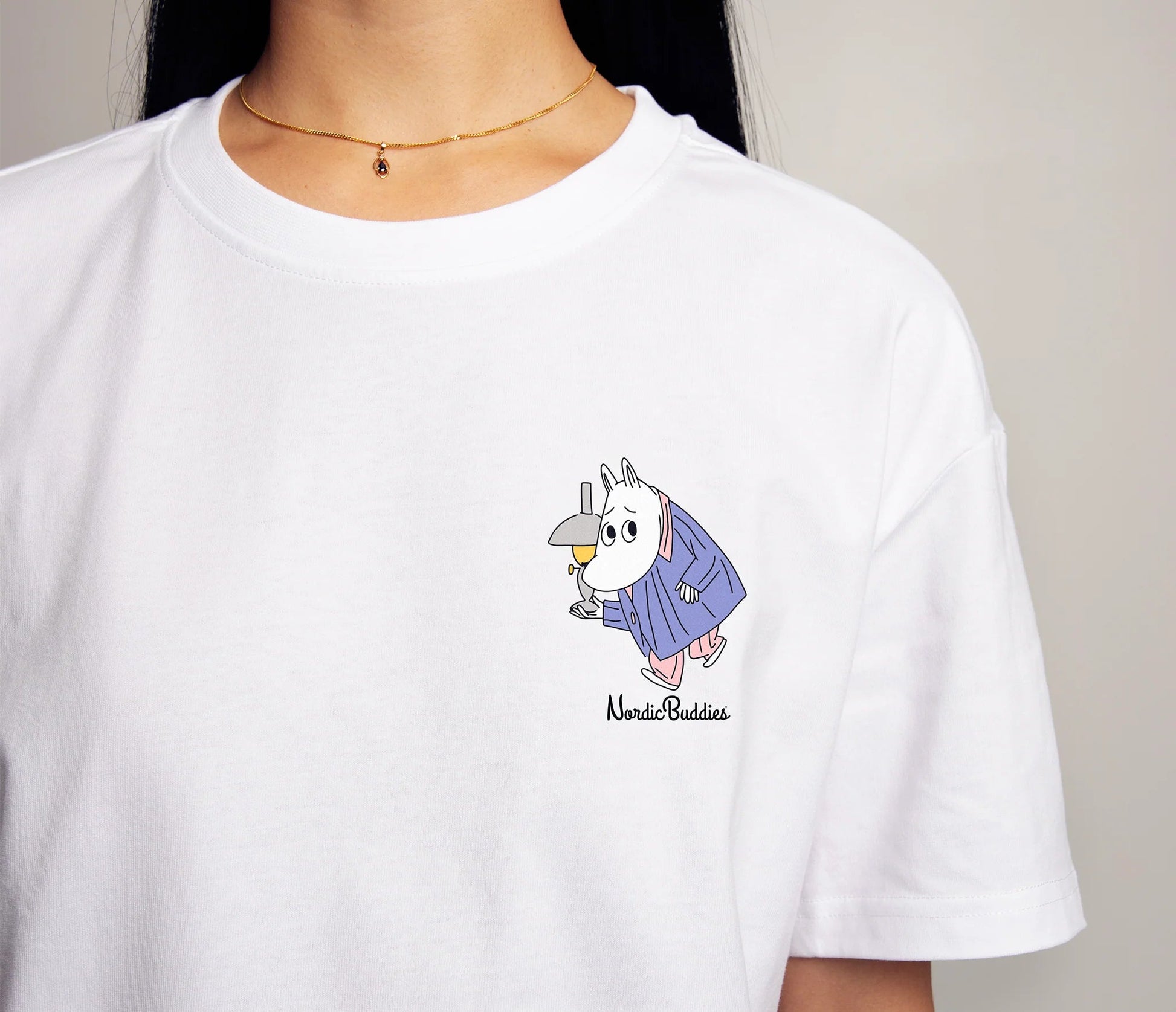 Moomin Under the Moon Adult T-Shirt - White - Mu Shop