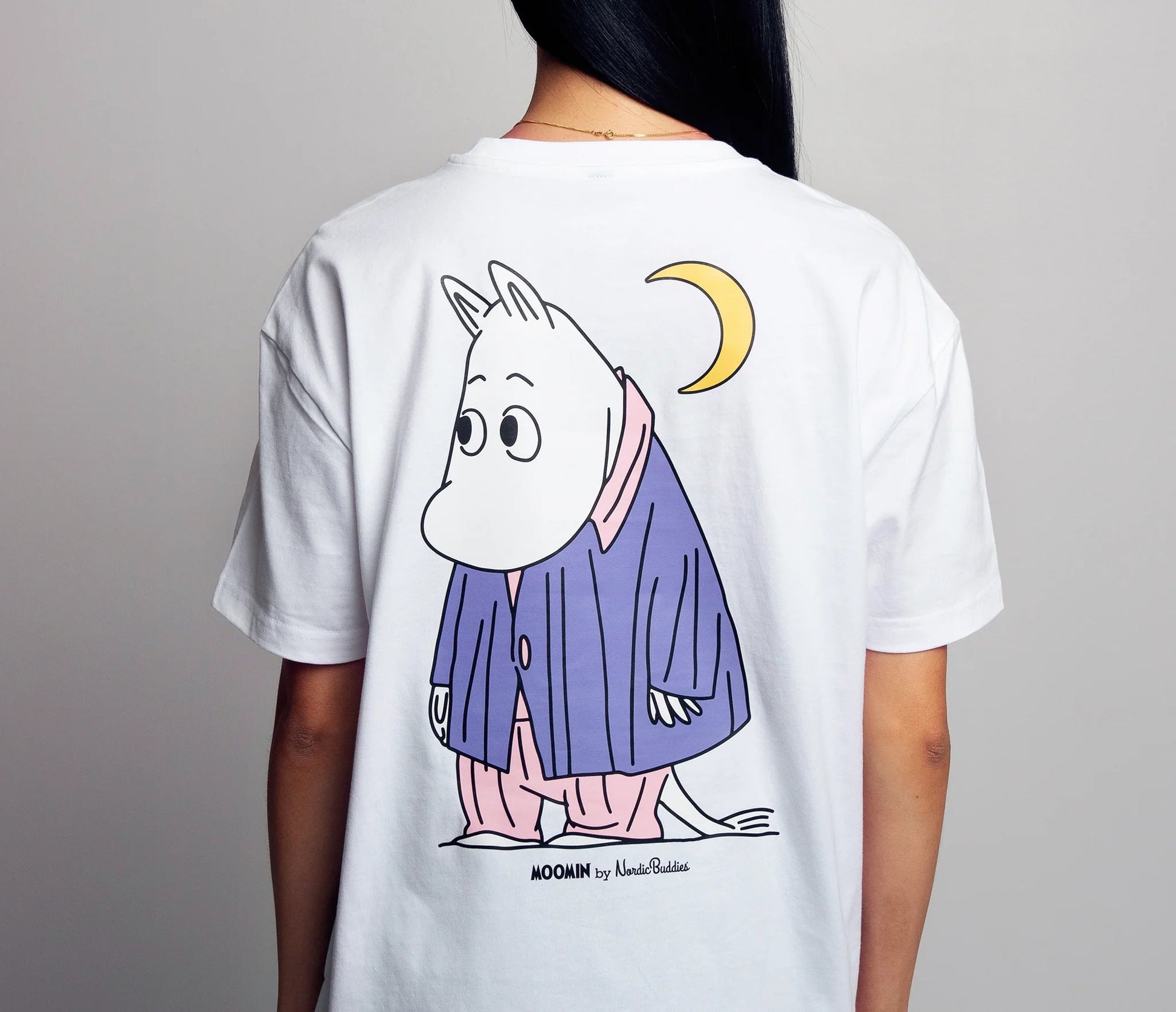 Moomin Under the Moon Adult T-Shirt - White - Mu Shop