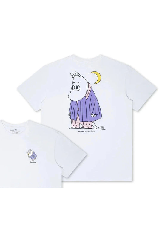 Moomin Under the Moon Adult T-Shirt - White - Mu Shop